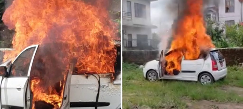 कीर्तिपुरमा जलेको गाडीबाट एक पुरुषको शव बरामद