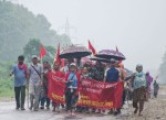 मिटरब्याज पीडितको ‘पैदल न्याय मार्च’ चौथो दिन लालबन्दीबाट काठमाडौंतर्फ