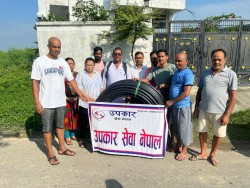 उपकार सेवा नेपालद्वारा बीरगञ्जको बुद्धनगर टोलमा खानेपानी पाइप वितरण
