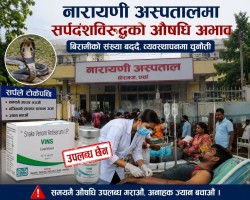 नारायणी अस्पतालमा सर्पदंशविरुद्धको एन्टिस्नेक भेनम अभाव, बिरामीको संख्या बढ्दै जाँदा चिन्ता