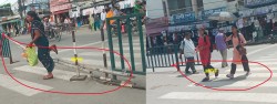वीरगंजको जेब्रा क्रसिङ्गबाट ट्राफिक प्रहरीले हटायो बाँस, पैदलयात्रीलाई सहजता