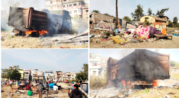 वीरगञ्जमा बिहानै डोजर, डोम बस्ती र तरकारी बजार हटाइयो