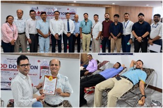 बैंकर्स एसोसिएसन वीरगञ्जको रक्तदानमा ९ महिलासहित १११ जनाले गरे रक्तदान
