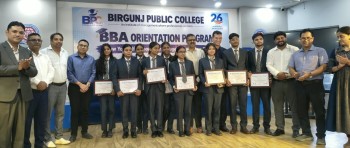 वीरगञ्ज पब्लिक कलेजमा बीबीए नयाँ विद्यार्थीलाई अभिमुखीकरण
