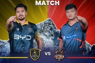 काठमाडौँ गोर्खाजविरुद्ध टस जितेर फिल्डिङ्ग गर्दै चितवन राइनोज