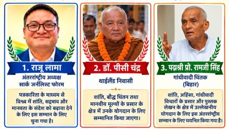 मानव सभ्यताको इतिहासको पहिलो लोकतान्त्रिक भूमिबाट ‘वैशाली इन्टरनेशनल गांधी पीस अवार्ड २०२६’ का लागि तीन नाम घोषणा