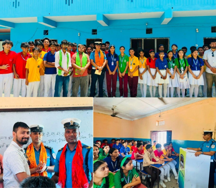 एलाईड युथ सोसाइटीद्वारा मिनी ल्याण्डका विद्यार्थीलाई ट्राफिक सचेतना