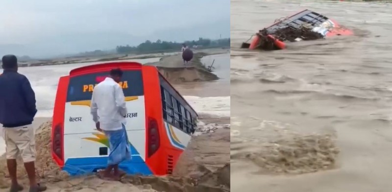 जन्ती पुर्‍याएर फर्किने क्रममा बस नदीमा भासियो