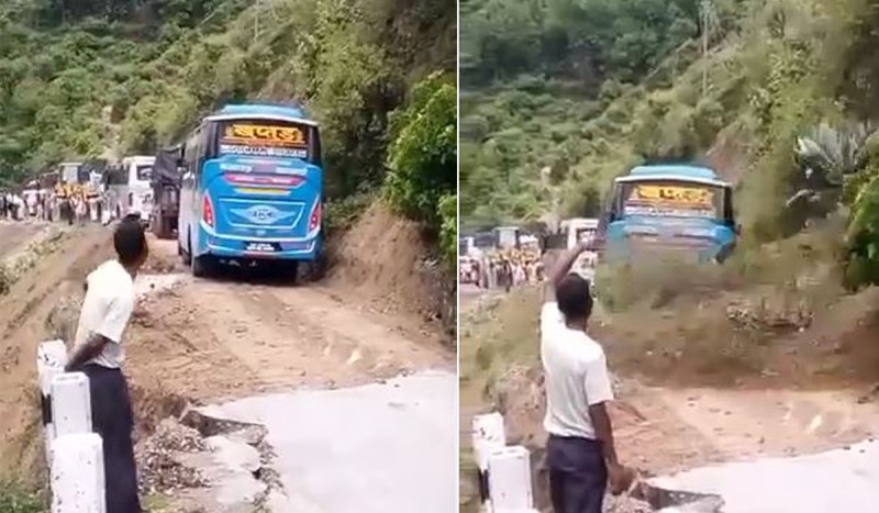  काठमाडौंतर्फ आइरहेको यात्रु बसमाथि पहिरो खस्यो‘