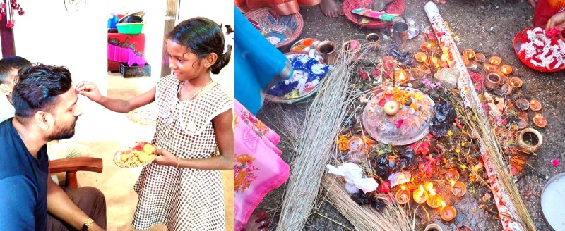 मधेशमा दिदिबहिनीले दाजुभाईलाई खुवाए बजडी 