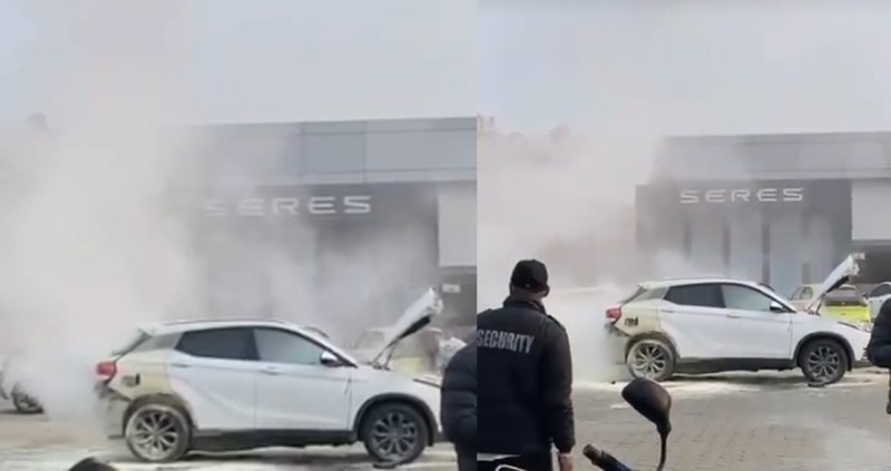 ललितपुरमा पार्किङ गरेर राखिएको कारमा आगलागी