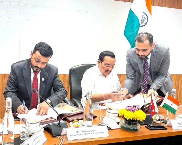 खानेपानी, सरसफाइ तथा स्वच्छता क्षेत्रको विकासका लागि नेपाल र भारतबीच समझदारीपत्रमा हस्ताक्षर